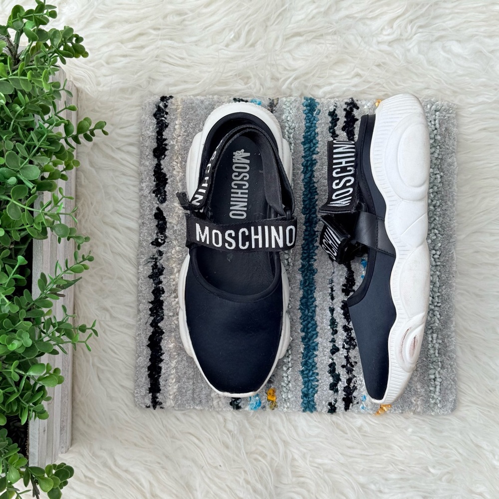 Moschino Open Back Trainer Sneakers Teddy Bear Sole Velcro 40